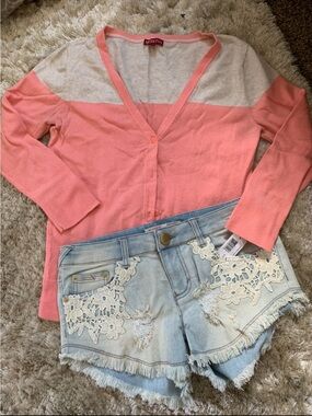 Denim Lace-Trimmed Women's Shorts